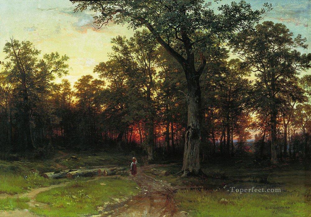 夕方の森 1869 古典的な風景 イワン・イワノビッチの木油絵